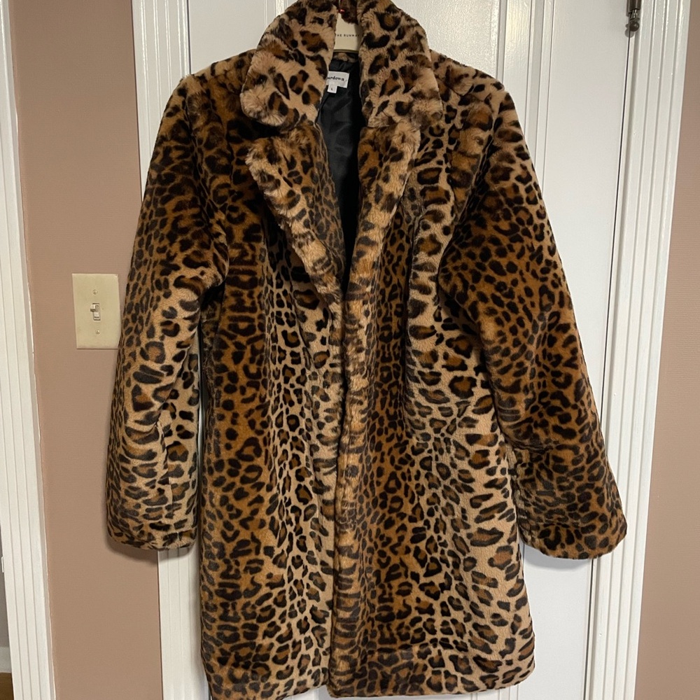 Superdown Brown Leopard Fur Coat